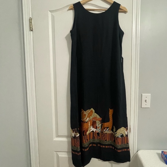 Laura Vintage 90s Boho Safari Maxi Tank Dress Size 12 - Picture 1 of 9